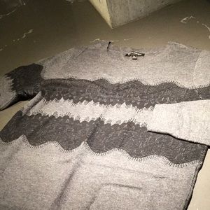 Banana Republic Grey Sweater with Black Lace
